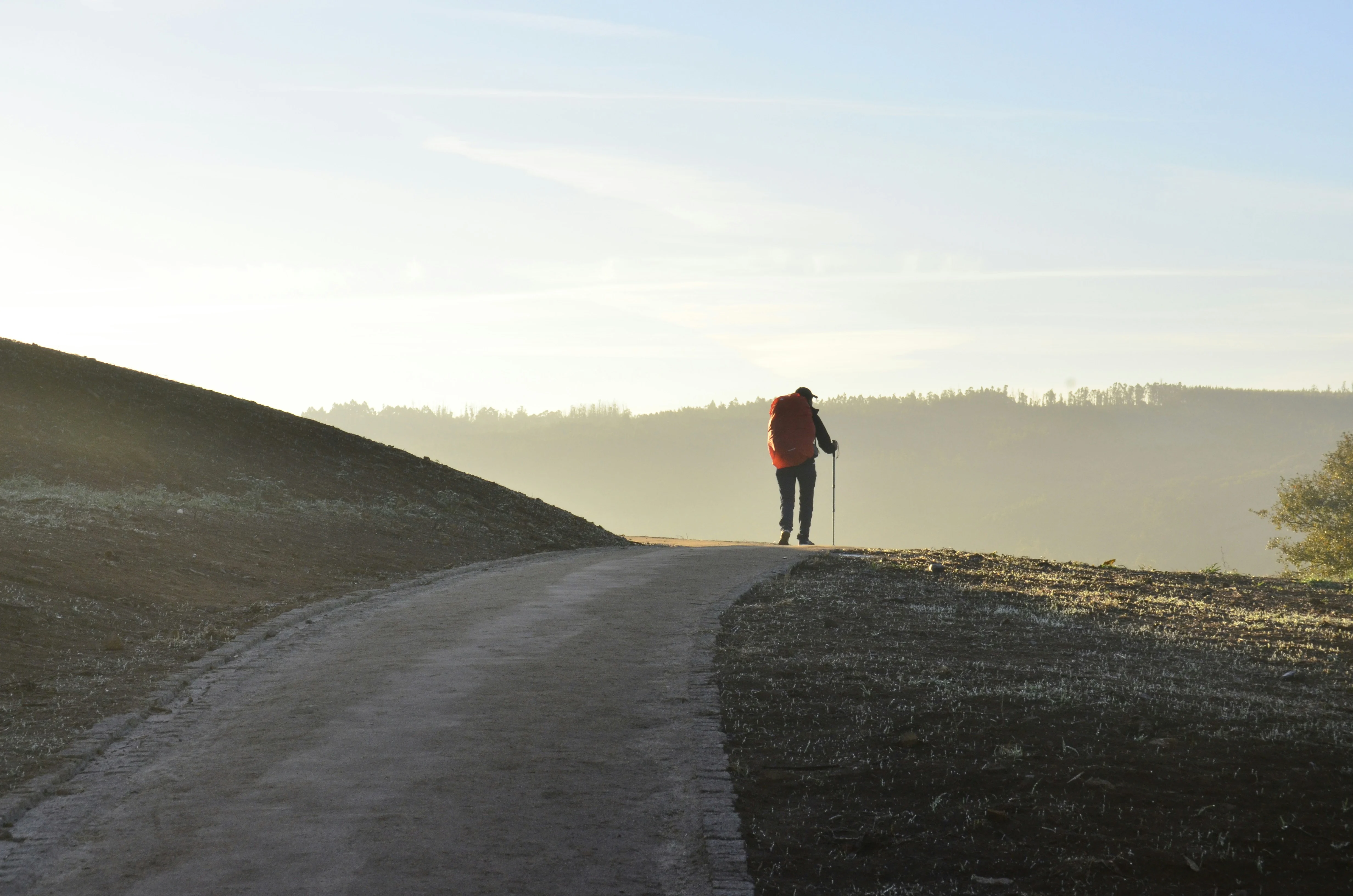 Pilgrimage route landscape on the Camino de Santiago in Galicia