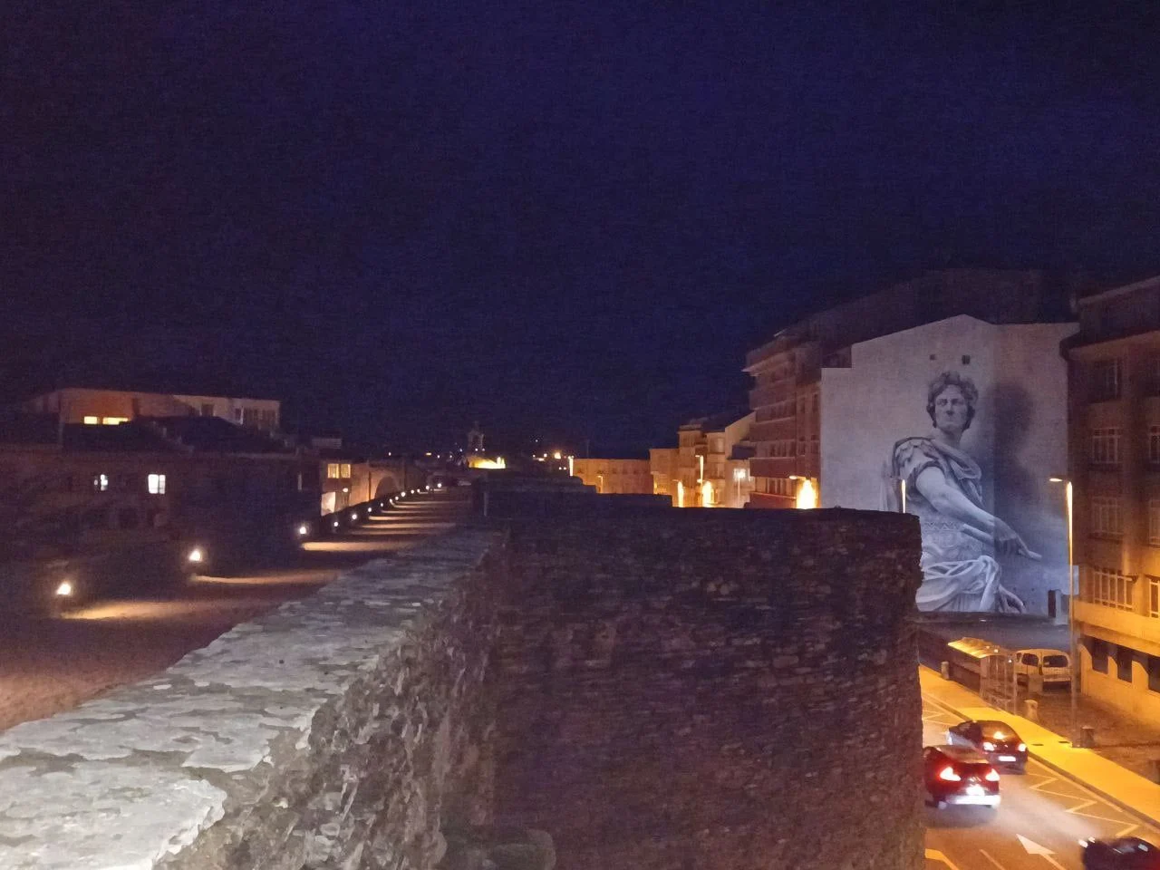 Roman wall and travel atmosphere in Lugo, Galicia