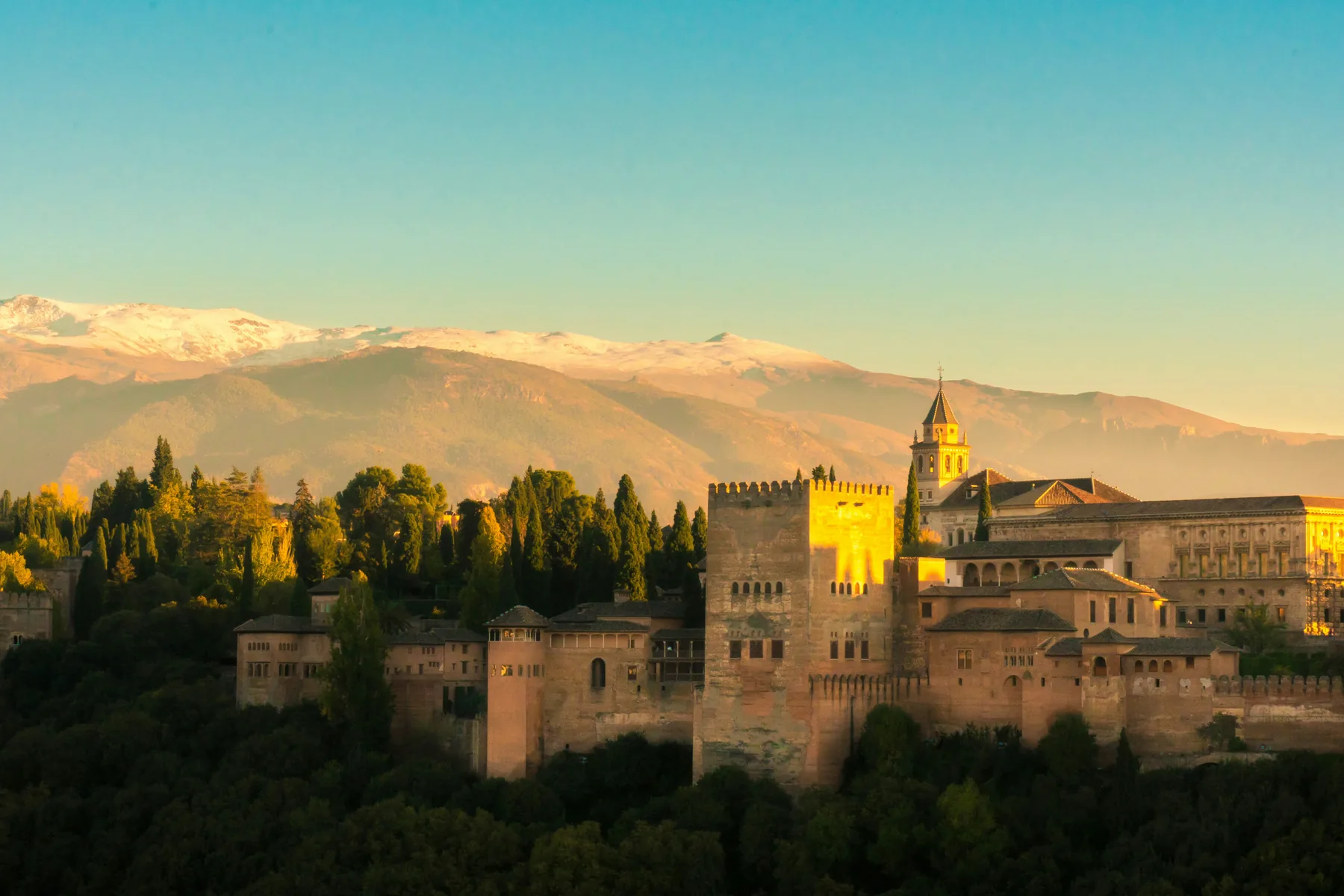Sunset over Granada and the Alhambra