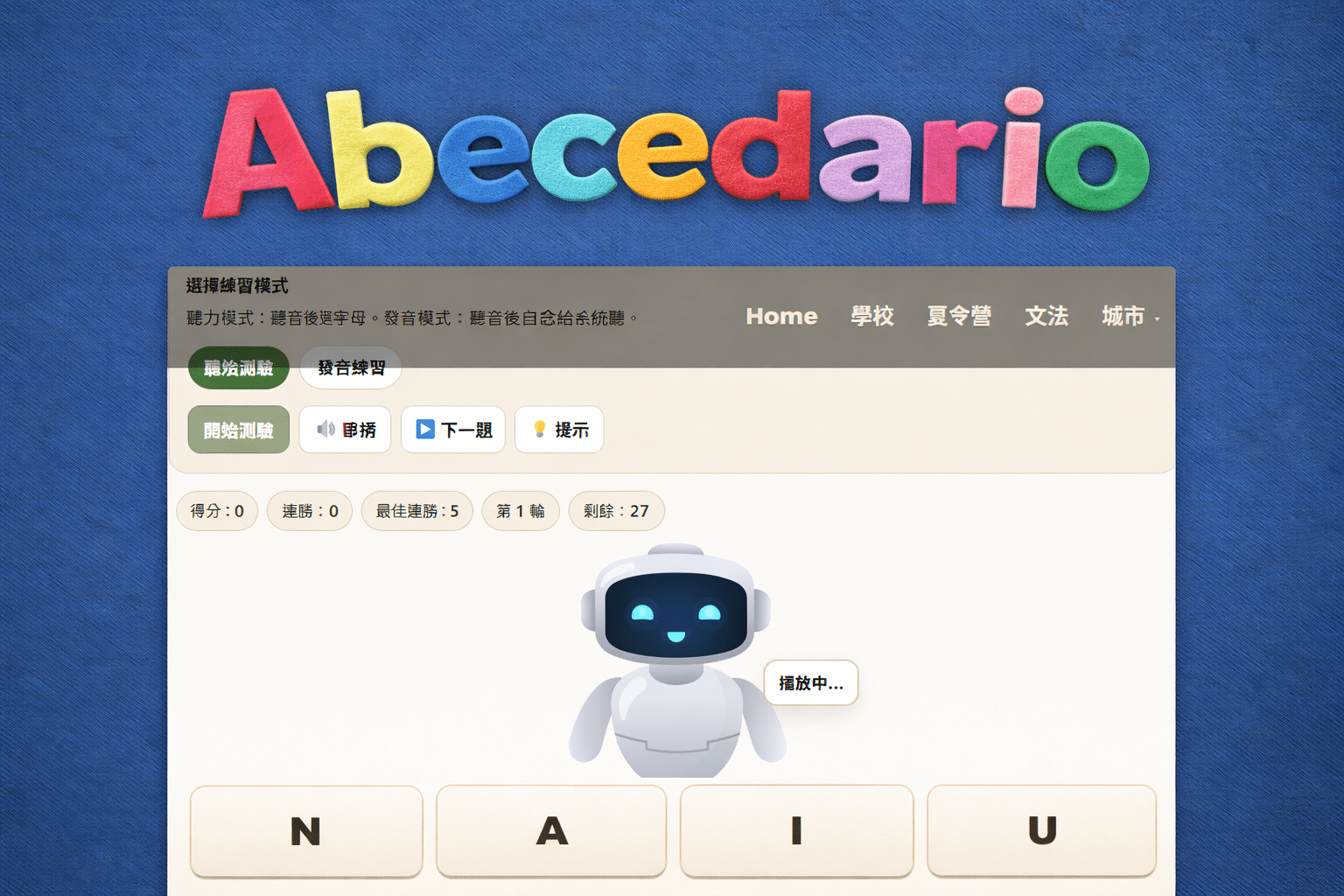西語字母 Abecedario 聽力與發音測驗圖片